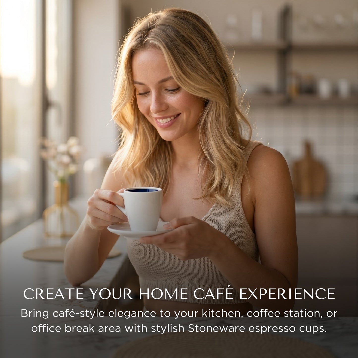 Bacimi® Espresso Cups and Saucers Set of 4 - 2.7oz