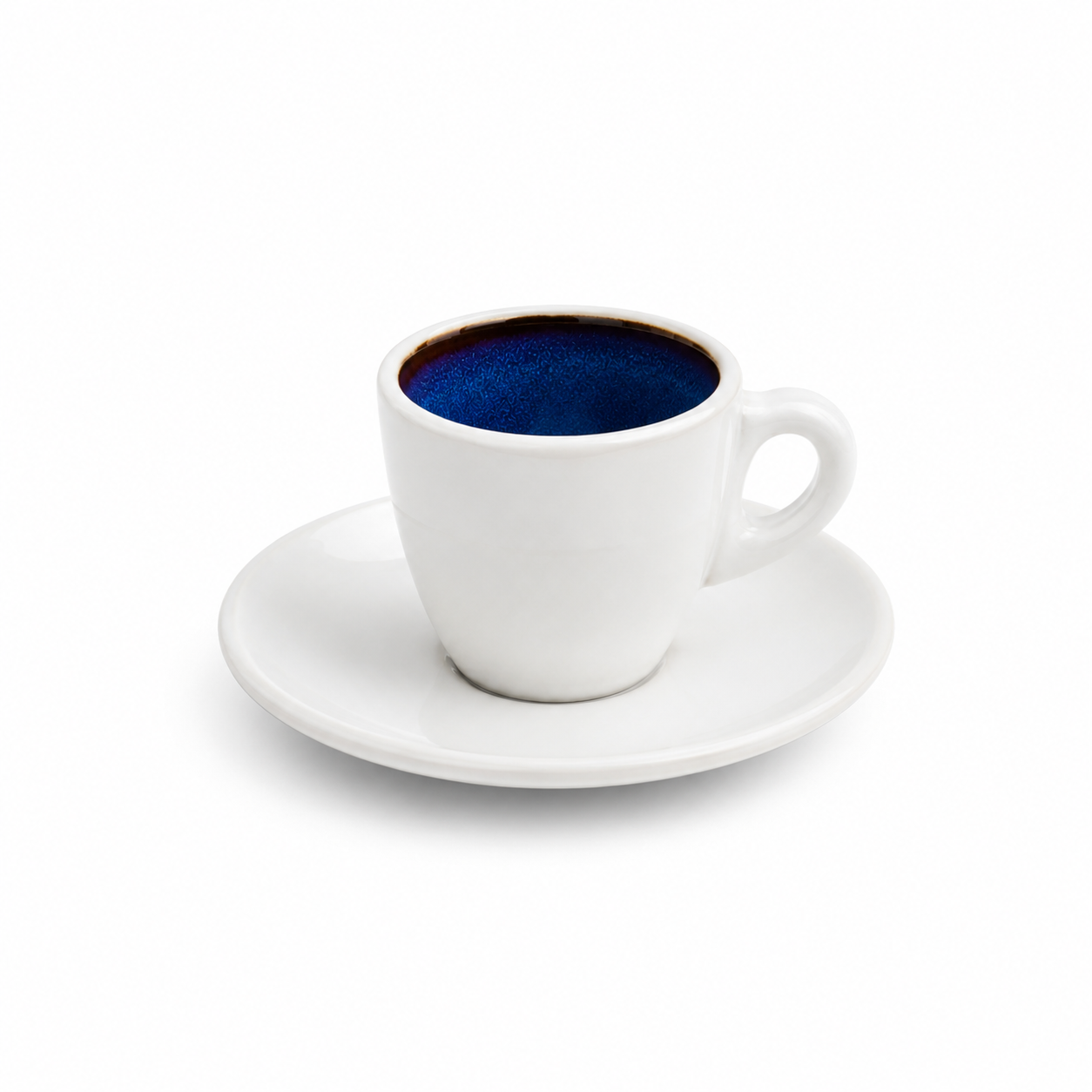 Bacimi Blue Stoneware Espresso Cups and Saucers Set of 4 with Octagonal Design, 2.7oz Ceramic Espresso Cup Set 