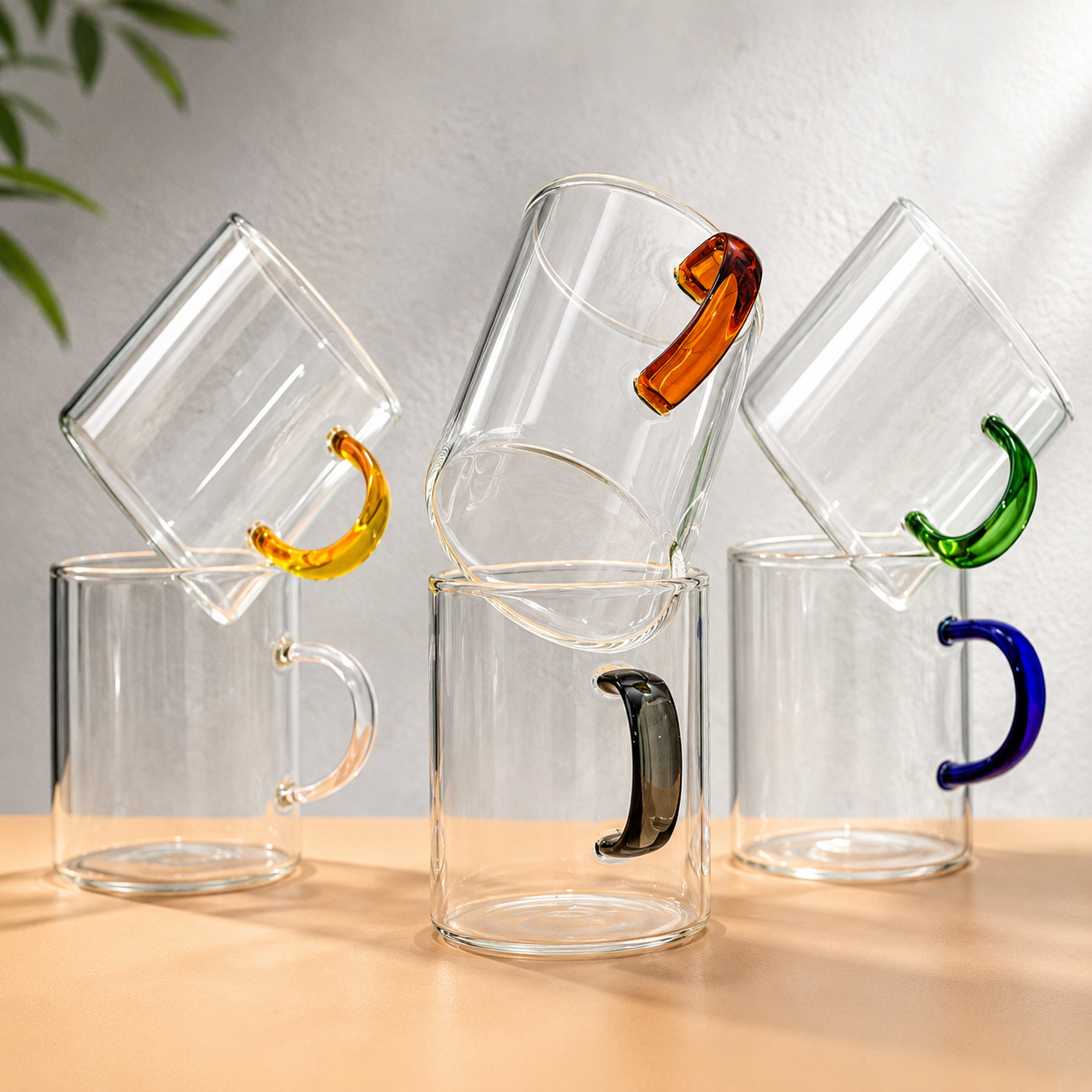 Bacimi® Multi-Color Borosilicate Glass Espresso Cups  Set of 6 - 4oz