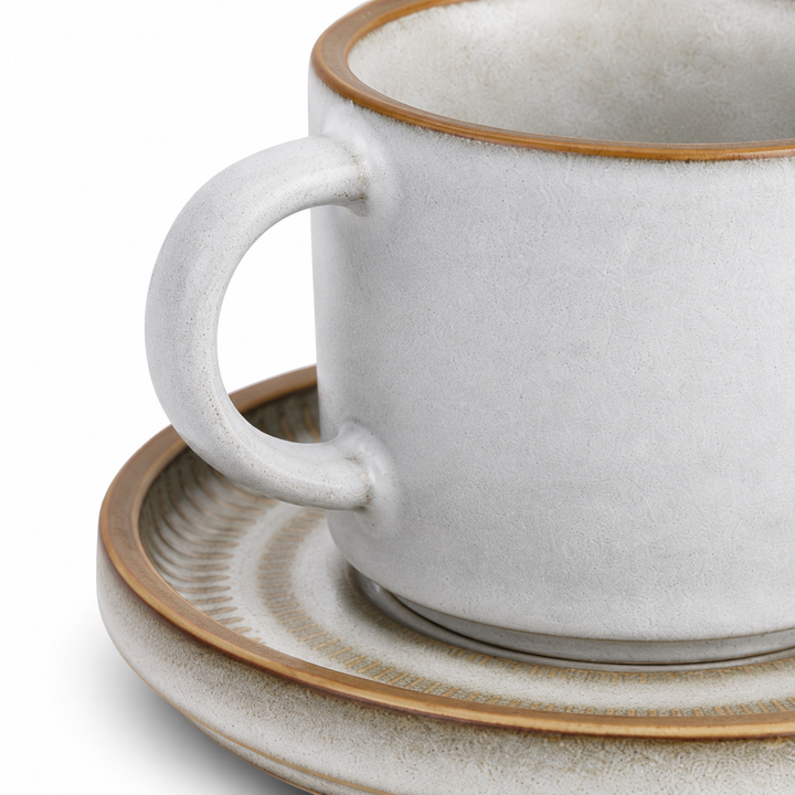 Bacimi® Stoneware Espresso Cups and Saucers Set of 4 - 3 oz