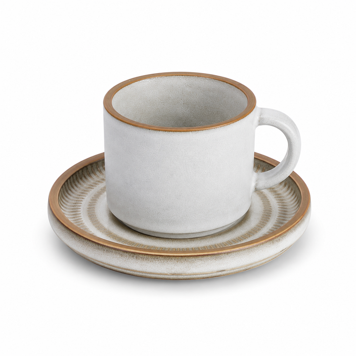 Bacimi® Stoneware Espresso Cups and Saucers Set of 4 - 3 oz