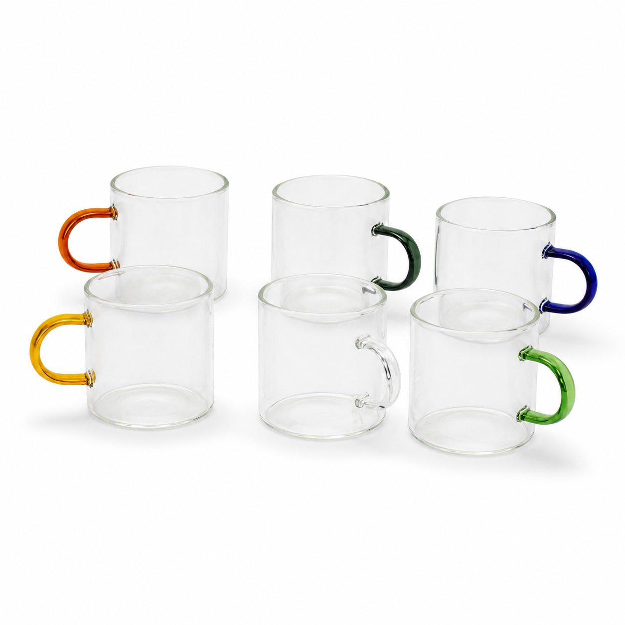 Bacimi® Multi-Color Borosilicate Glass Espresso Cups  Set of 6 - 4oz