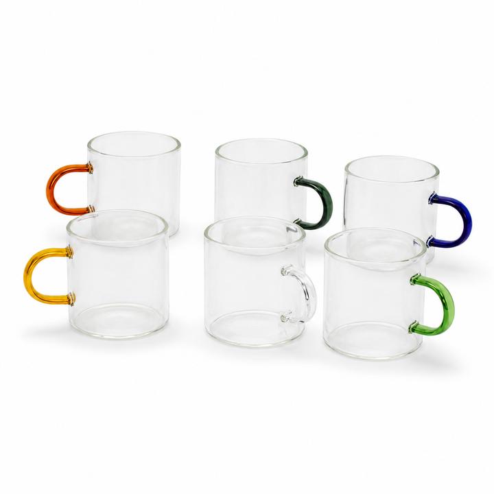 Bacimi® Multi-Color Borosilicate Glass Espresso Cups  Set of 6 - 4oz