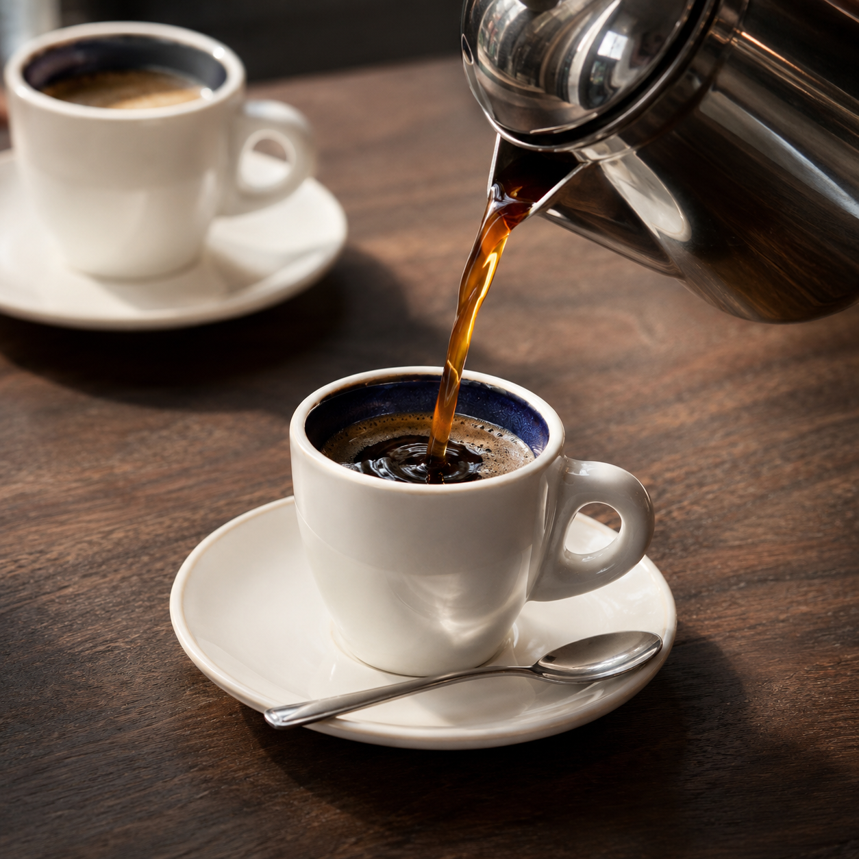 Bacimi® Stoneware Cappuccino Cups & Saucers Set of 4 -  8.7 oz
