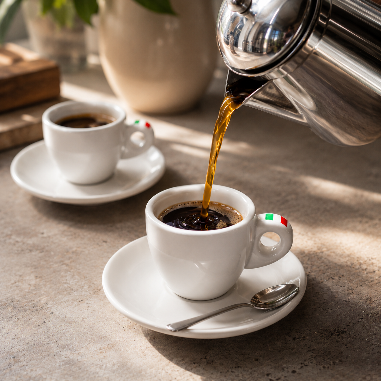 Bacimi® Espresso Cups & Saucers Set of 4 -  3 oz