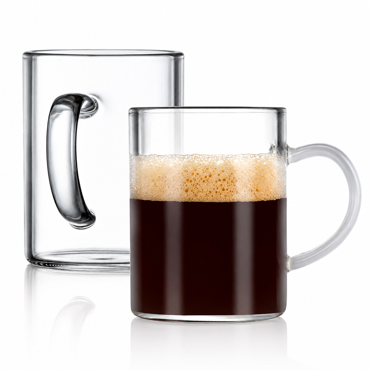 Bacimi® Clear Demitasse Mini Espresso Cups with White/Smoke Handles Set of 2 - 3 oz