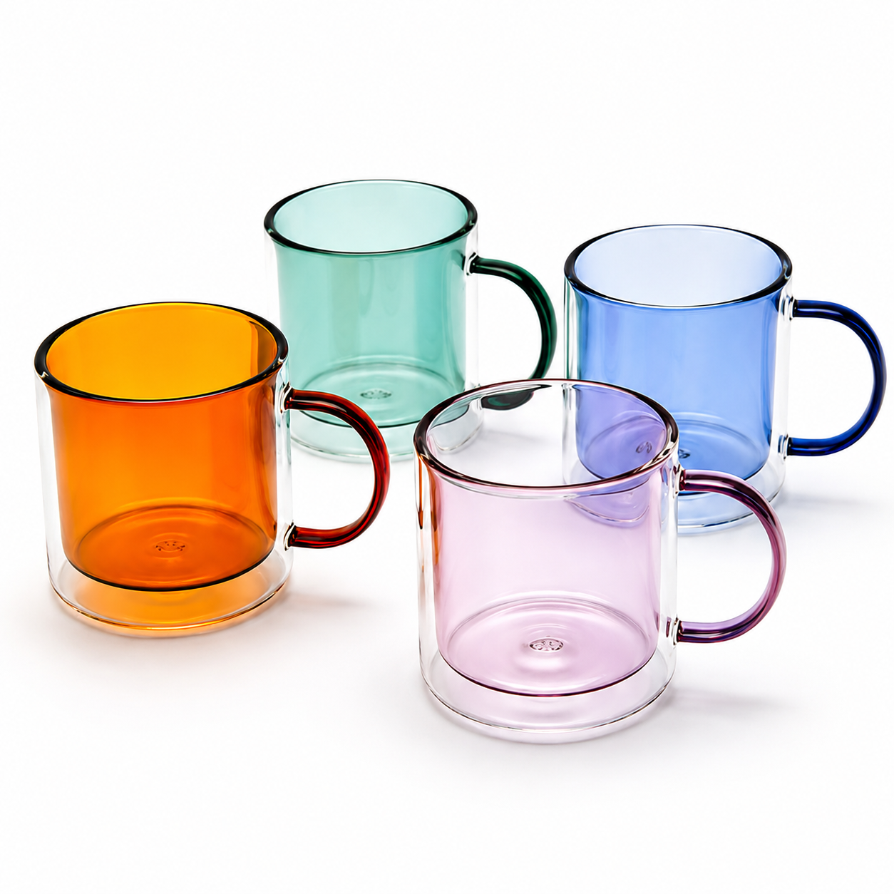 Bacimi® Double Wall Glass Coffee Mugs Set of 4 – 8.5oz