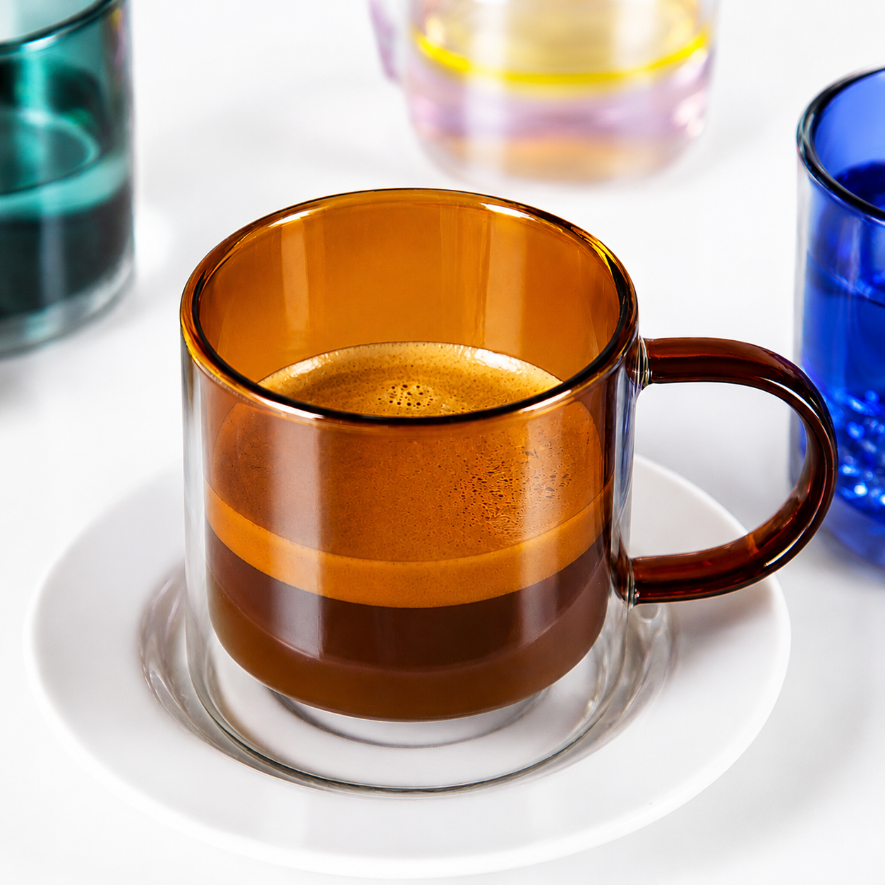 Bacimi® Double Wall Glass Coffee Mugs Set of 4 – 8.5oz
