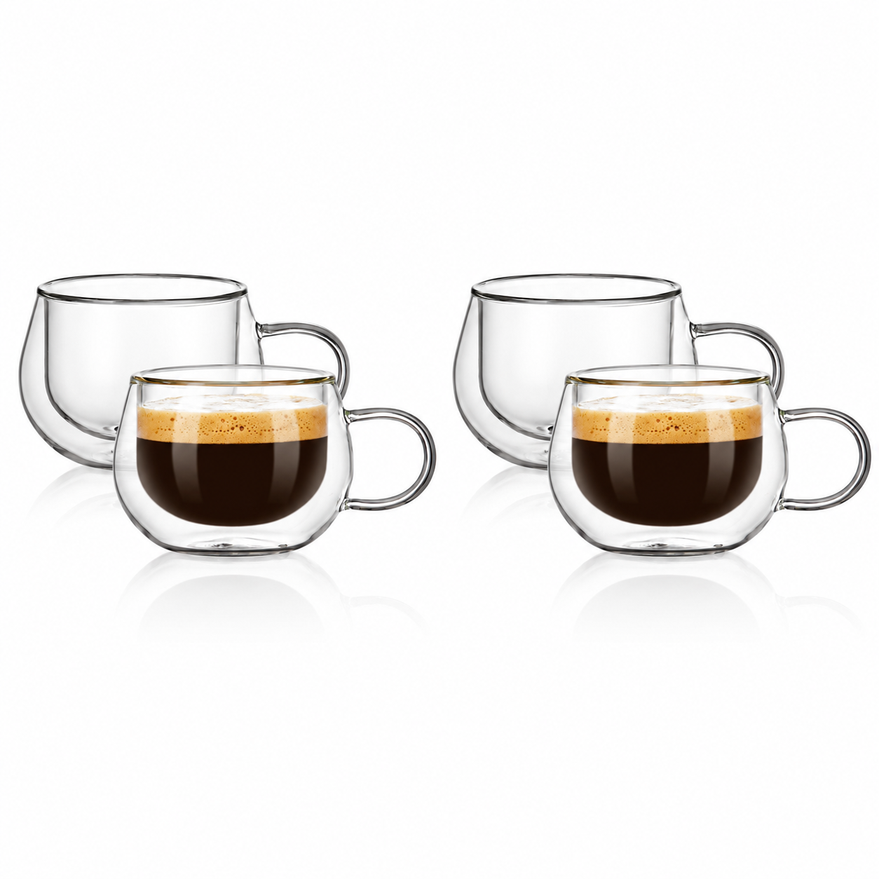 Bacimi Double Wall Borosilicate Glass Espresso Cups  Set of 4 -3.5oz