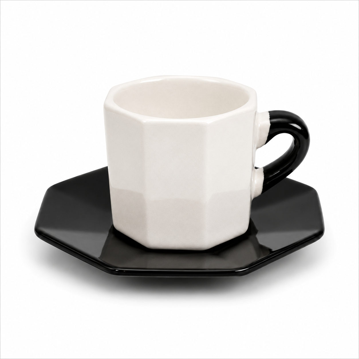 Bacimi® Octagonal Espresso Cups and Saucers Set of - 42.7 oz