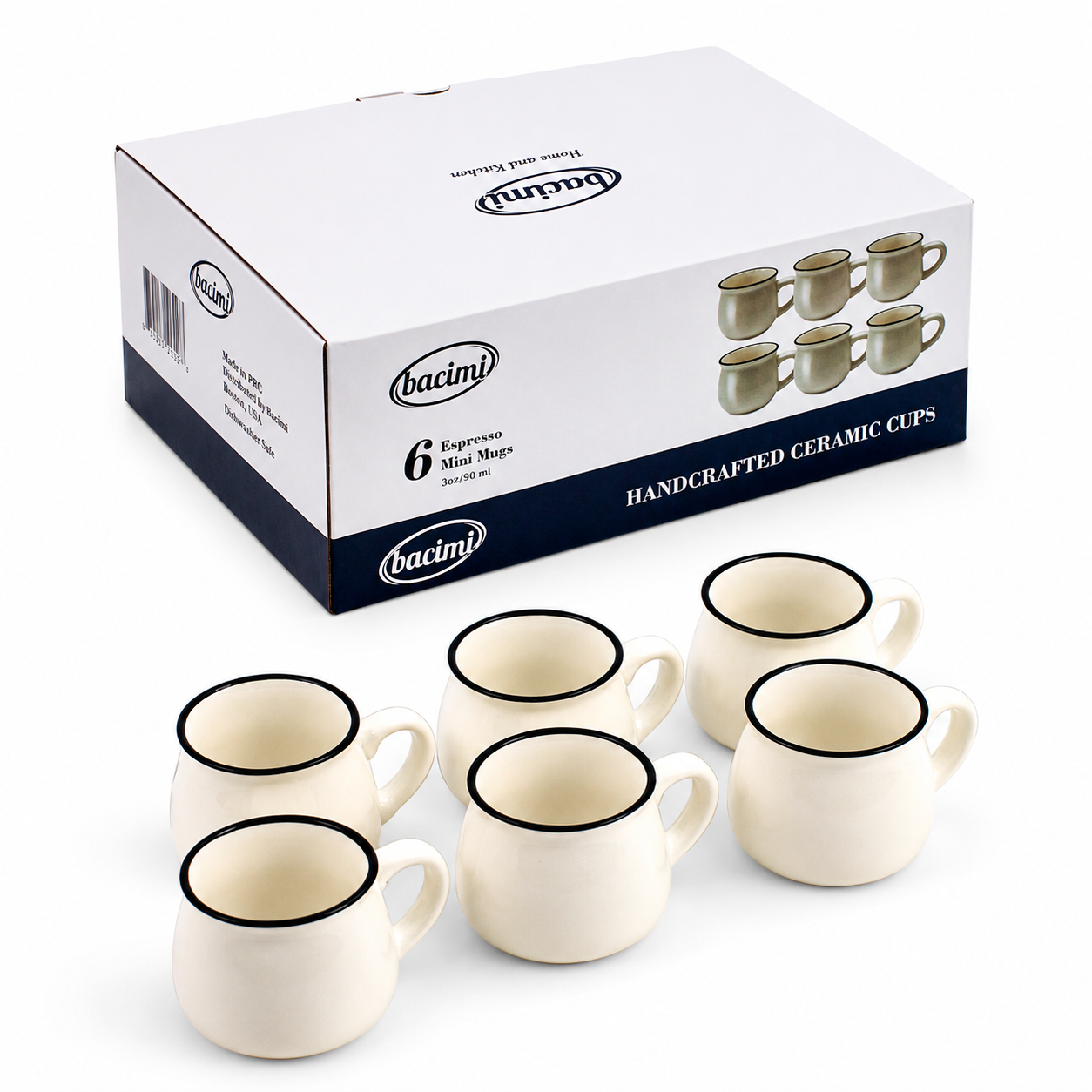 Bacimi® Demitasse Espresso Cups Set of 6 - 3.04 oz