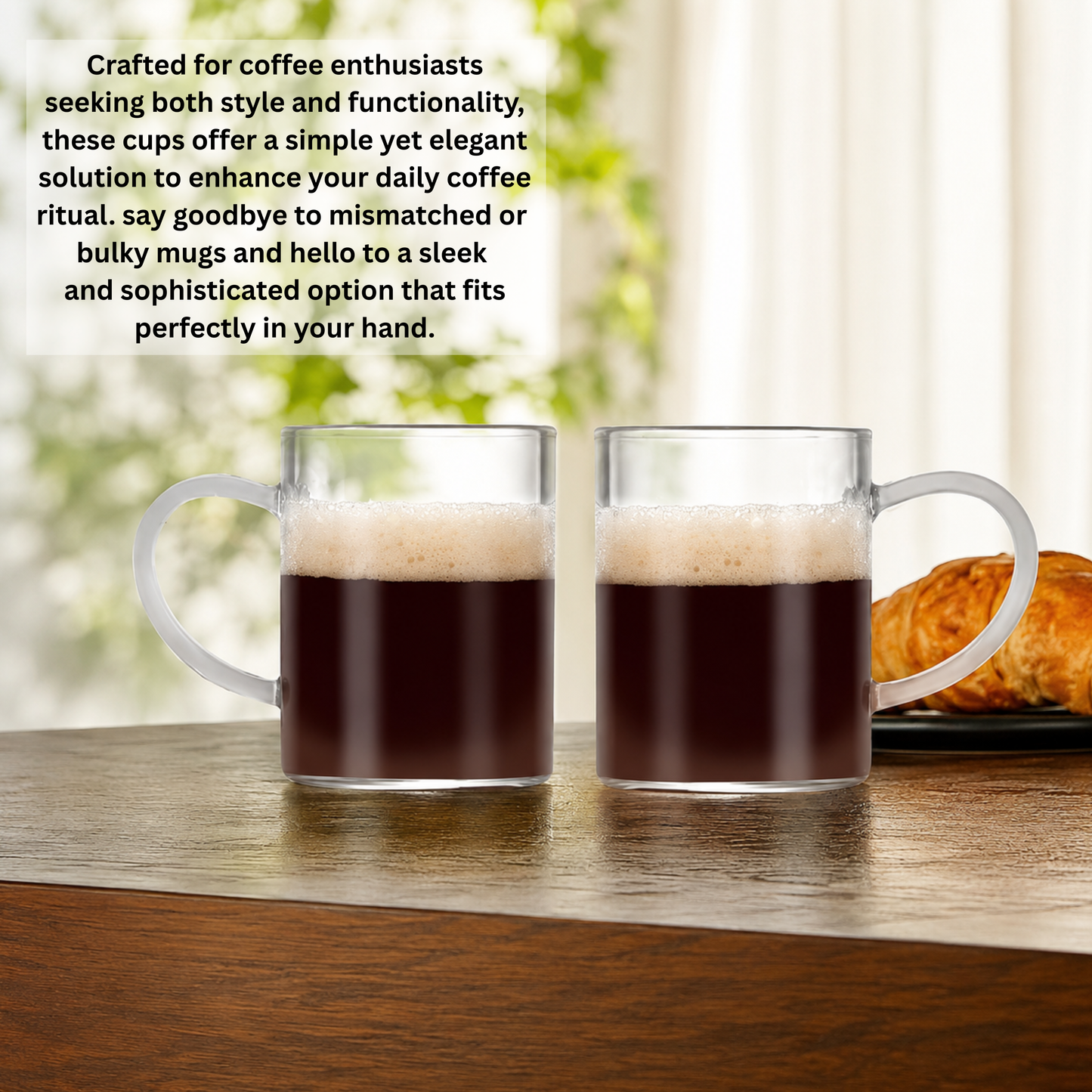 Bacimi® Borosilicate Glass Espresso Cups Set of 2 -  3 oz