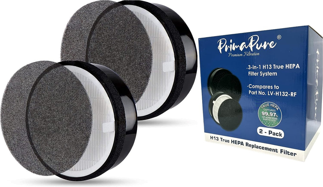 2 Pack PrimaPure H13 3 in 1 True HEPA Filter System Replacement For LV-H132, LV-H132-RF Air Purifier