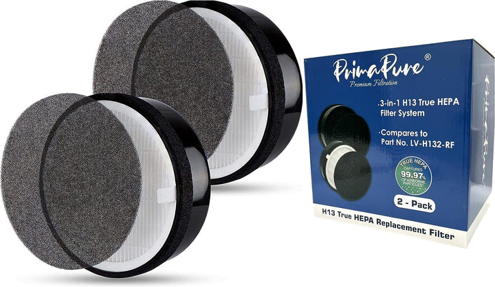 2 Pack PrimaPure H13 3 in 1 True HEPA Filter System Replacement For LV-H132, LV-H132-RF Air Purifier