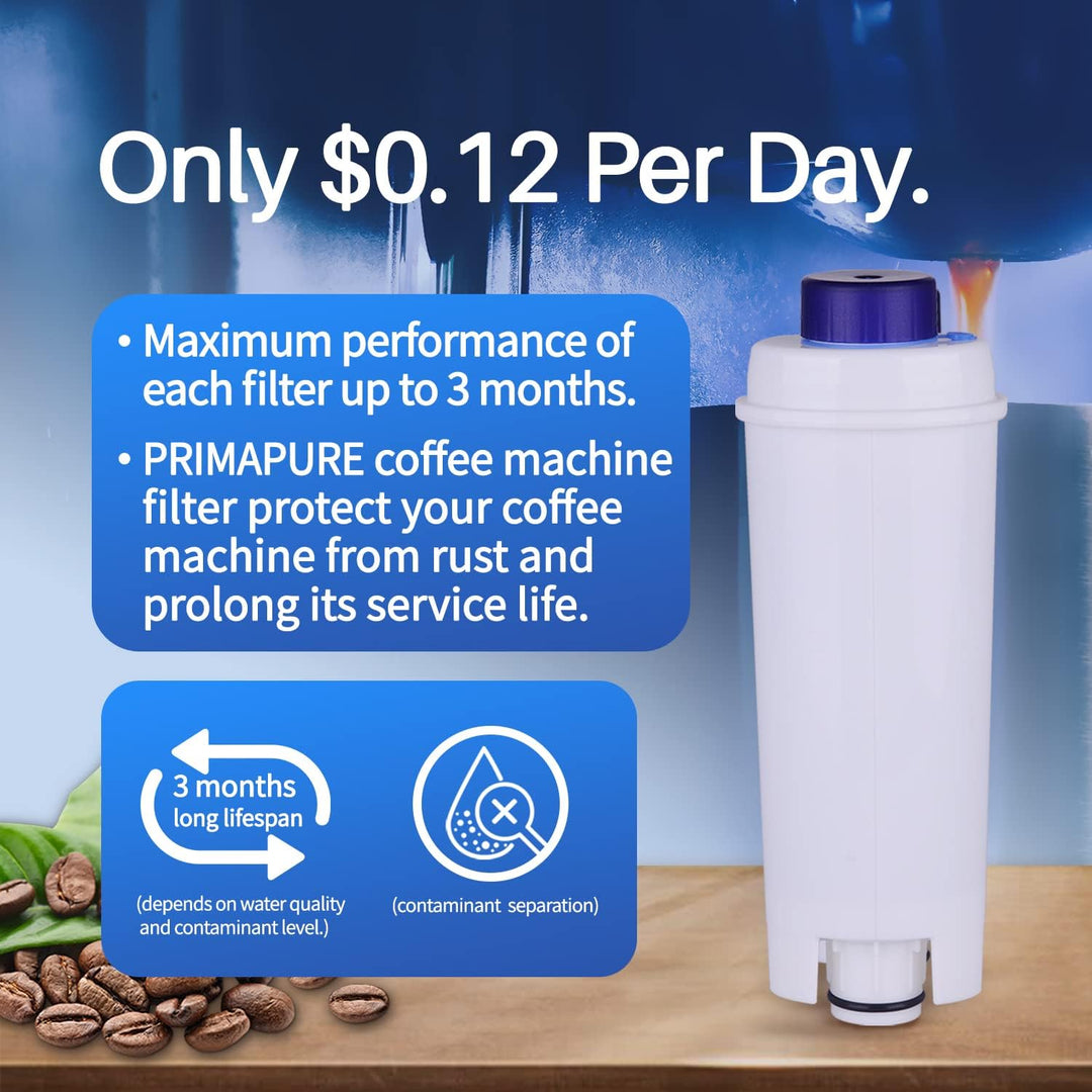 PrimaPure Coffee Espresso Machine Water Filter Replacement For DeLonghi DLSC002, SER3017, 5513292811, ESAM, ECAM, ETAM SERIES