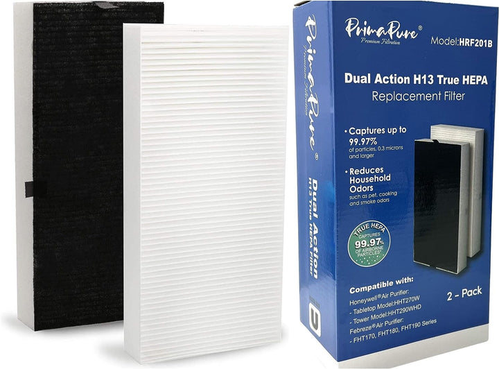 2-Pack PrimaPure H13 True HEPA Air Filter Replacement for Honeywell HEPAClean U Filter HRF201B, FEBREZE FRF102B, HW HHT270, HHT290, FEBREZE FHT170, FHT180, FHT190