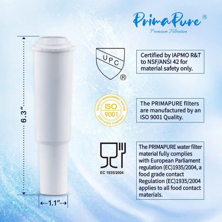 PrimaPure Espresso Coffee Machine Water Filter Replacement For Jura Capresso Clearyl White 64553 / 01 Certified To NSF / ANSI 42 BY IAPMO R&T
