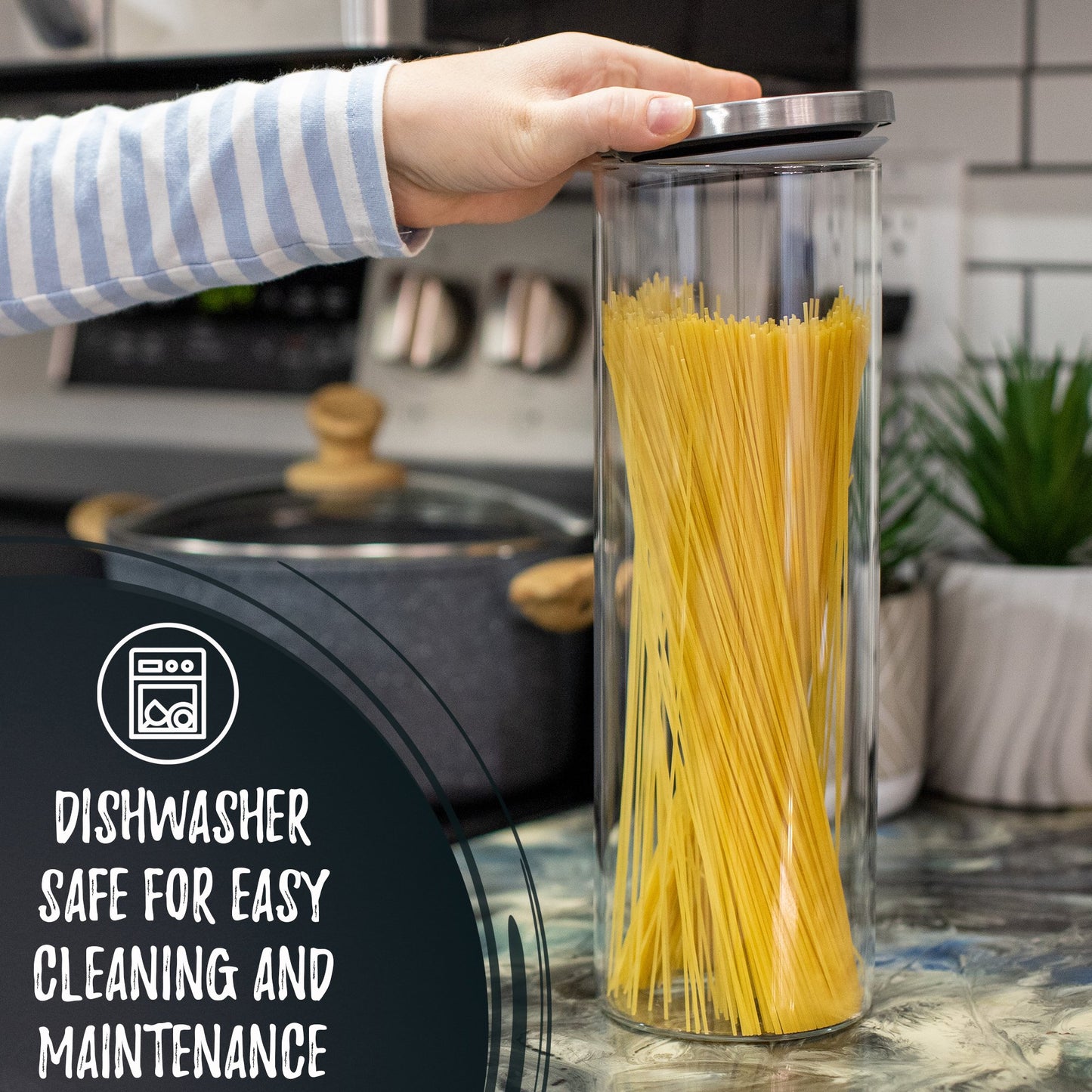 3-Pack Bacimi Borosilicate Glass Food Storage Jars W/Stainless Steel Lids 67oz