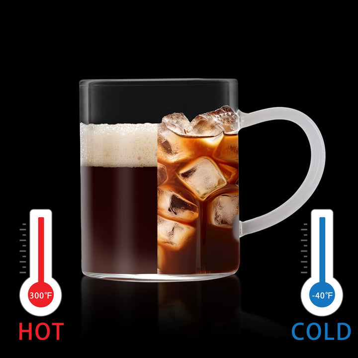 Bacimi Borosilicate Mini Glass Espresso cups 3oz / 90ML, White Handle Set of 2