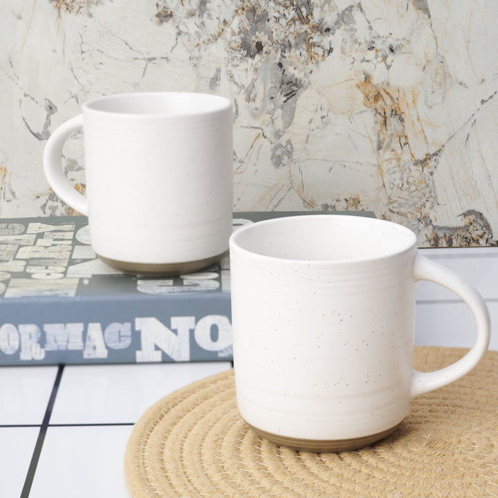 Bacimi Set Of 4 Artisanal Stoneware Mugs Ceramic Large Cups With Handle For Coffee, Cappuccino, Latte, Tea, Hot Beverage 13.5oz 400ml