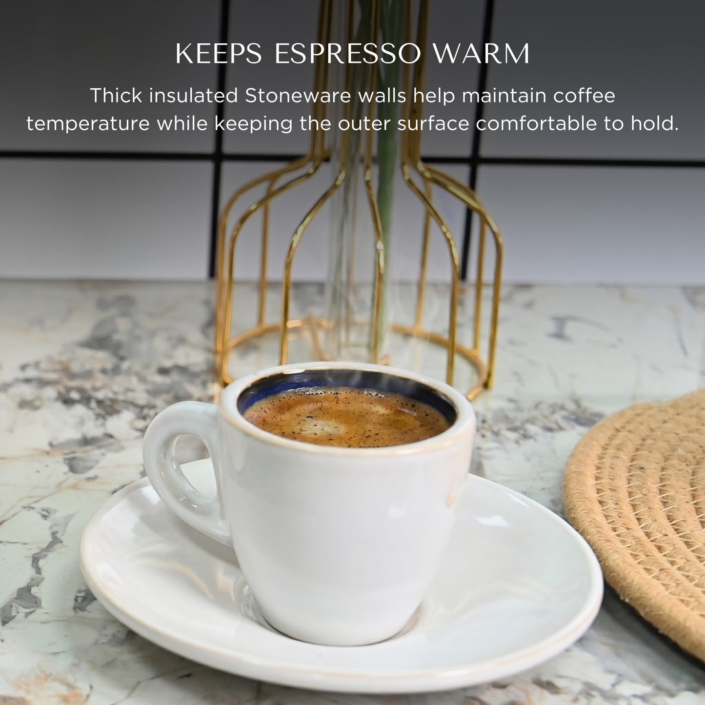 Bacimi® Espresso Cups and Saucers Set of 4 -  2.7oz