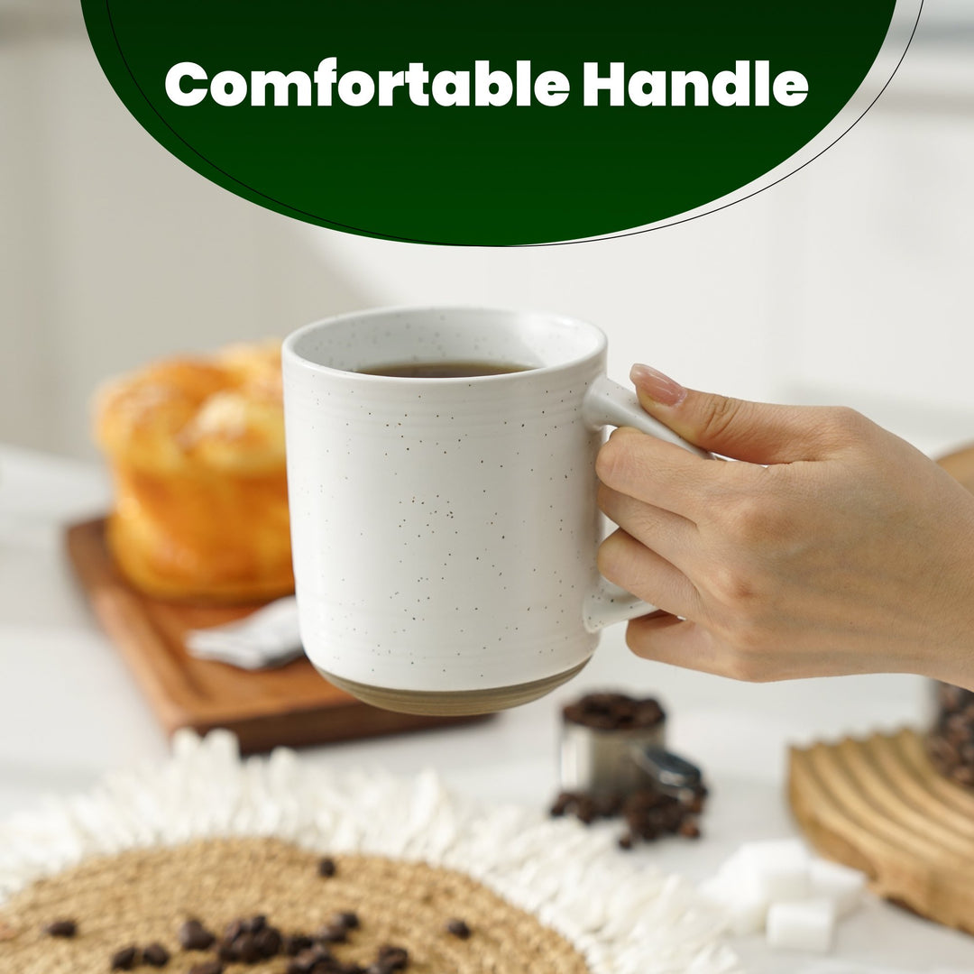 Bacimi Set Of 4 Artisanal Stoneware Mugs Ceramic Large Cups With Handle For Coffee, Cappuccino, Latte, Tea, Hot Beverage 13.5oz 400ml