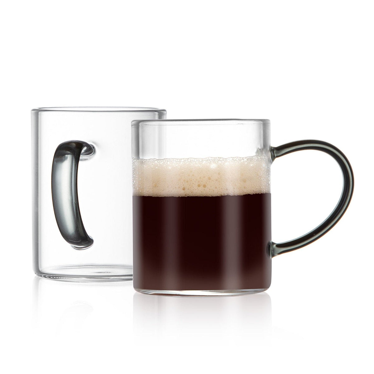 Bacimi Borosilicate Mini Glass Espresso cups 3oz / 90ML, Smoke Handle Set of 2