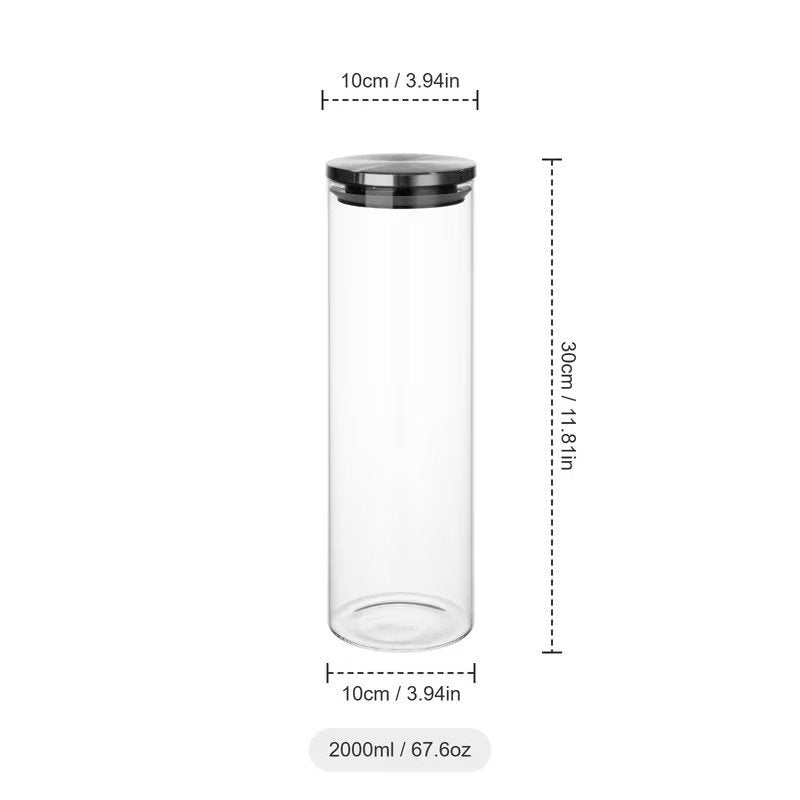 3-Pack Bacimi Borosilicate Glass Food Storage Jars W/Stainless Steel Lids 67oz