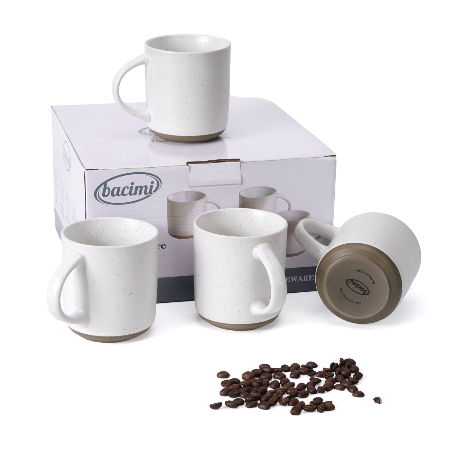 Bacimi® Stoneware Coffee Mugs Set of 4 - 13.5 oz