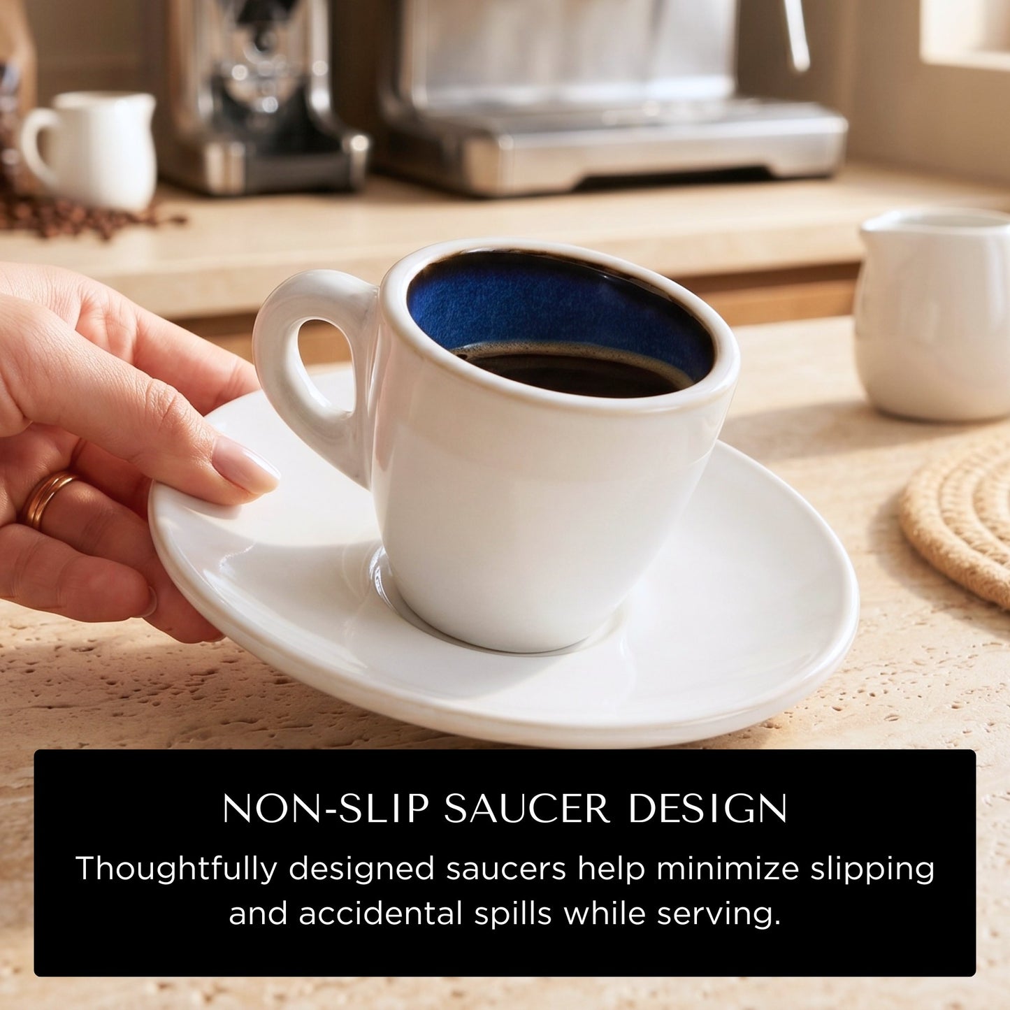 Bacimi® Espresso Cups and Saucers Set of 4 -  2.7oz