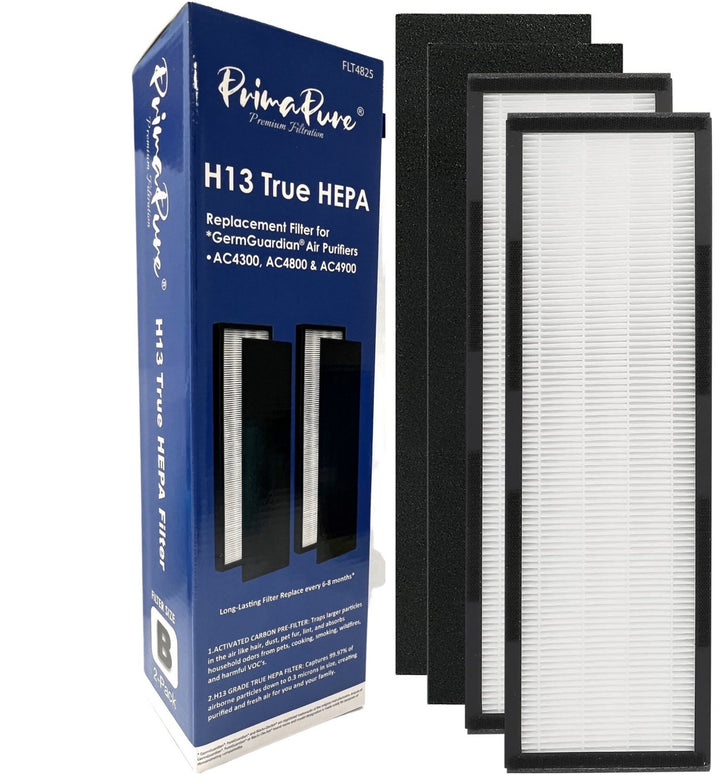 2-Pack PrimaPure H13 True HEPA Filter Replacement for GermGuardian FLT4825 Air Purifier AC4825, AC4825E, AC4850PT, AC4900CA, CDAP4500BCA, CDAP4500WCA, PureGuardian AP2200CA, Black & Decker BXAP148