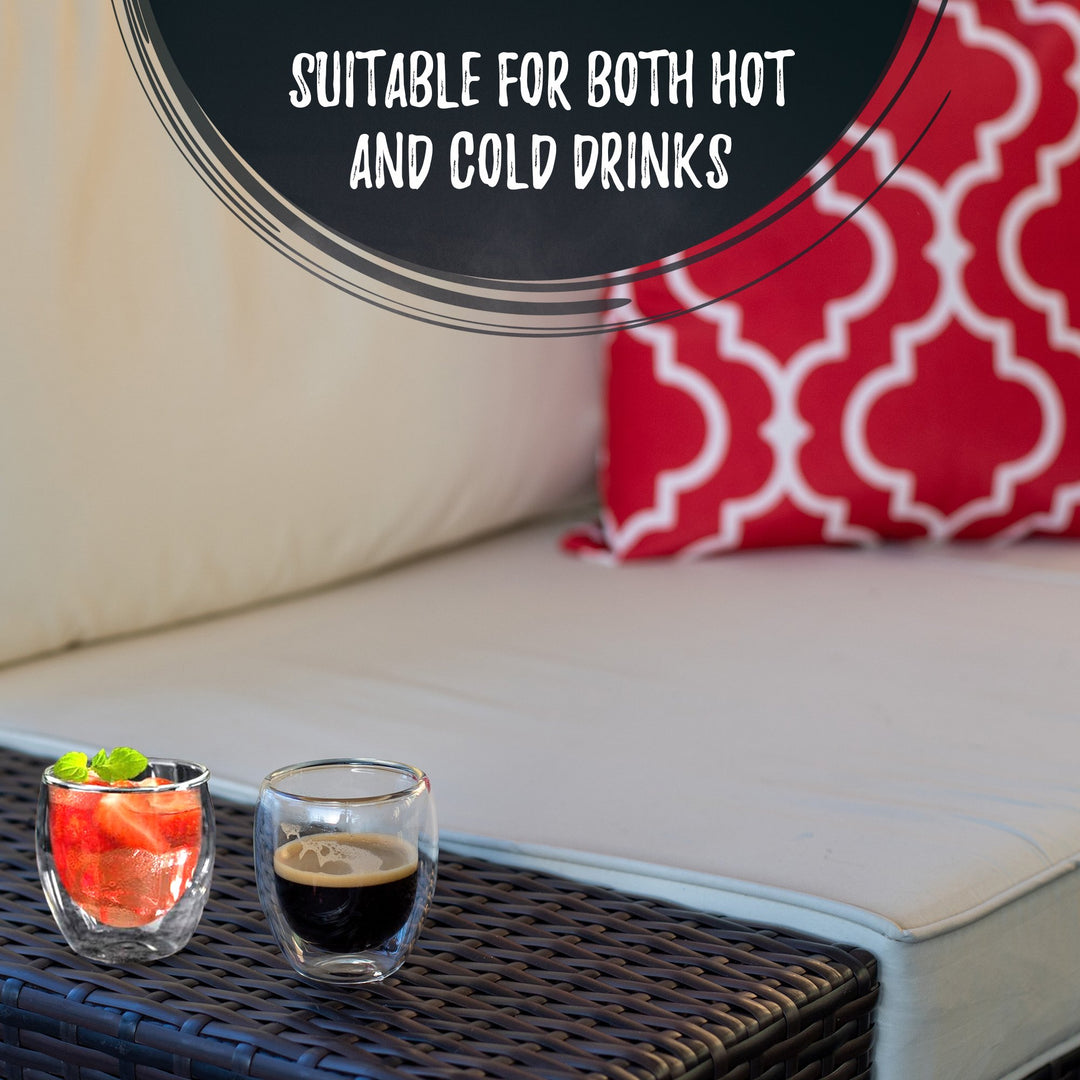 Bacimi Double Wall Insulated Borosilicate Clear Glass Espresso cups 5oz / 150ml