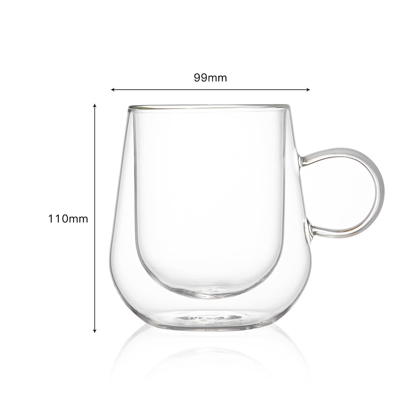 Bacimi® Double Wall Glass Coffee Cups Set of 2 – 12oz
