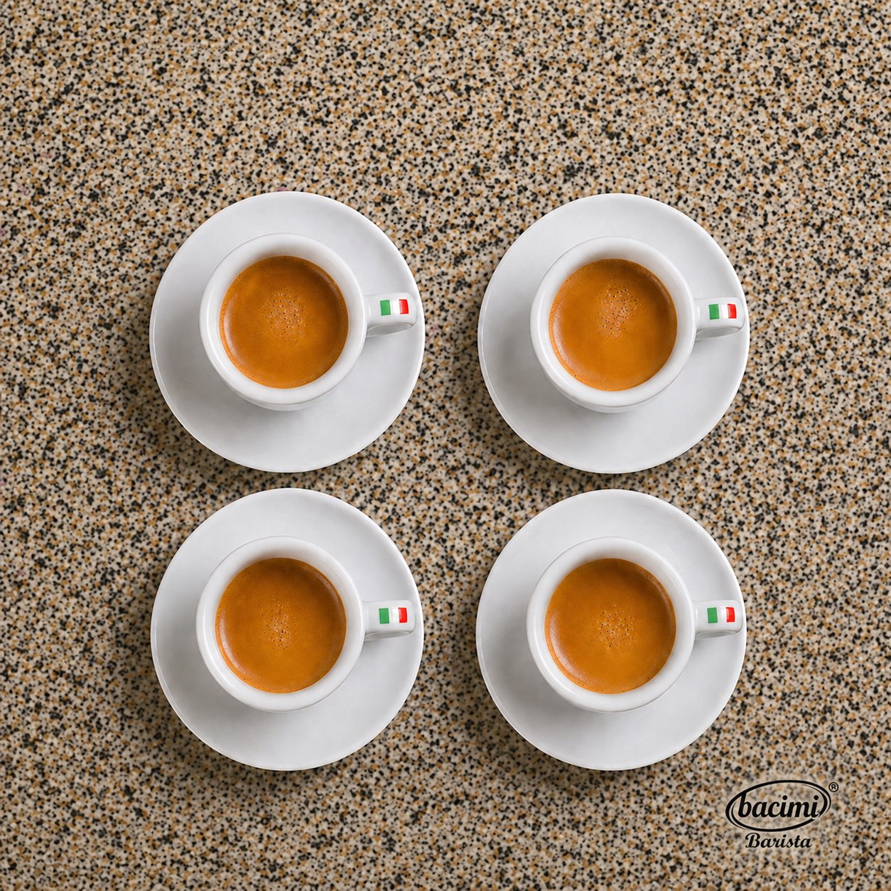 Bacimi® Espresso Cups & Saucers Set of 4 -  3 oz